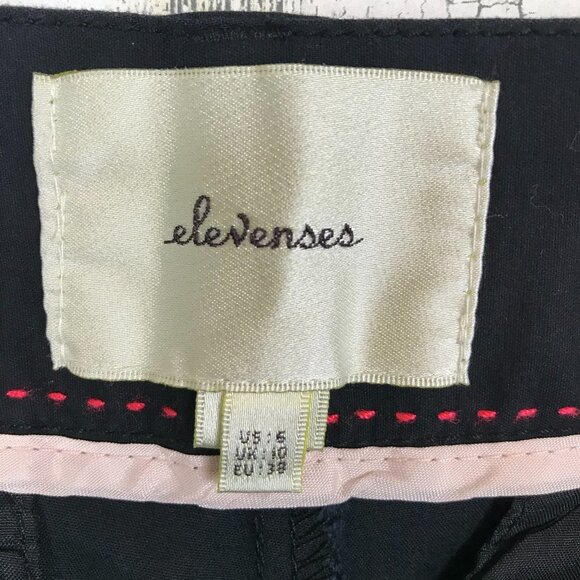 Elevenses Anthropologie Daisy Lace Tuxedo Pant ankle length black size 6 - Picture 4 of 12